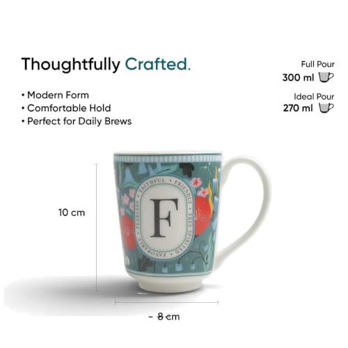Image of Shay Alphabet Mug 300ml, Letter F Printed Coffee Mug for Girls, Boys, Friends | Ceramic Mug |Glossy Finish | Ceramic Coffee Cup | Porcelain | Microwave Safe (Alphabet Mug - F)
