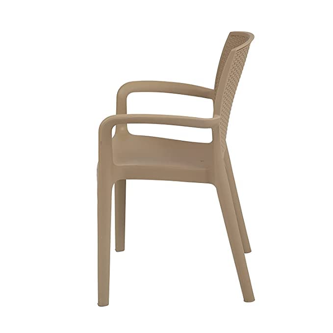 Image of Supreme Texas Heavy Duty Armrest Plastic Chair for Home, Garden, Office, Indoor /Outdoor Use(Color: Dark Beige; Qnt: 2 Pc.)