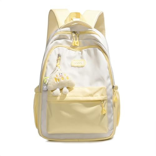 YWOIHL Mochila estética para meninas, adolescentes, linda mochila para meninas com pingente de queijo kawaii mochila escolar (amarela)