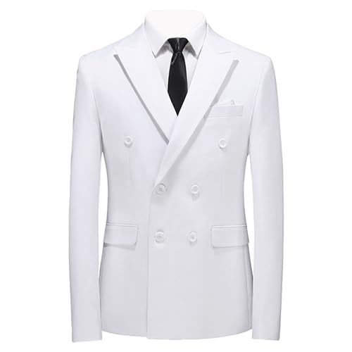 Men's Casual Suit Jacket Double Breasted Business Wedding Prom Blazer Jackets Slim Fit Lightweight Sport Coat