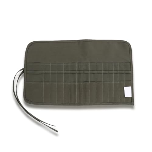 Tiiyee 30 Slots Paint Brush Holder, Canvas Pencil Roll, Paint Brush Storage Watercolor Pouch Large Capacity Makeup Brushes Case Organizer for Oil Gouache Artist Draw Pen Up Bag Brushes Army Green