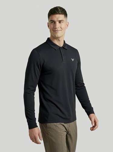 Image of TECHNOSPORT Men's Solid Full Sleeve Polo T-Shirt MATPIQ Quick Dry Slim Fit Sports Tee for Travel Casual Smart Wear UPF50+ Anti Odour