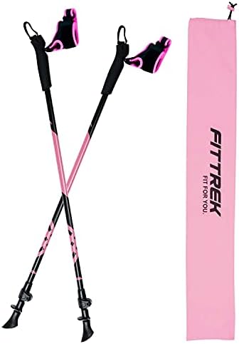 FitTrek Nordic Walking Poles for Men Women - 2 Pack Aluminum Nordic Walking Sticks - Nordic Poles with Ergonomic Grip Adjustable Ultralight for Hiking, Camping, Trekking, Mountaineering, Backpacking