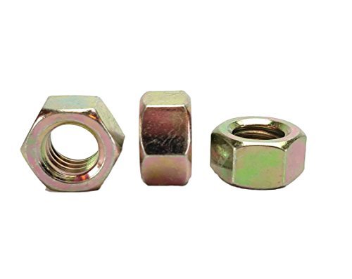 Chenango Supply 3/8-16 Grade 8 Hex Head Nuts – Alloy Steel, Yellow Chromate Zinc, High-Strength USS Coarse Thread Hex Nuts, 50 Pieces
