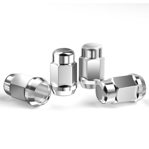 GAsupply 12x1.5 Chrome Lug Nuts, M12x1.5 Closed End Bulge Acorn Wheel Lug Nut, 60 Degree Cone Seat 1.38" 35mm Tall 3/4" 19mm Hex Fits Aftermarket Wheel, 4 Pack