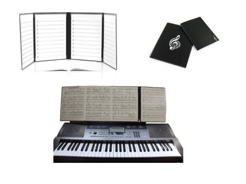 Agustu Sheet Music Holder - 4 Page Music Flip Folder, File Binder Holder For Choir Piano Violin With Secure Plastic Bands - Comes With Black Music Staff Notebook #TOP24