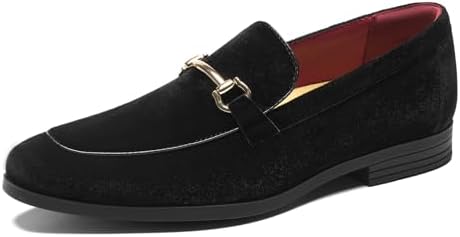 HEEZ Men's Slip On Dress Loafers,Tuxedo Shoes for Men with Velvet Upper, Comfortable Formal Dress Shoes for Wedding Prom Party Dance