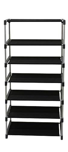 Image of Multi Utility 6 Layer Shelf Collapsible Metal Pipes with Non-Woven 100GSM Fabric Cover for Shoe /Cloth /Toy /Books Rack (Beige, Metal)