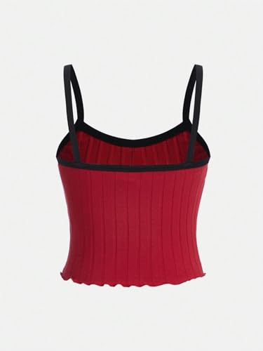 Girl's Y2K Graphic Printed Cami Top Color Block Ribbed Knit Slim Fit Crop Tops Summer Vest Tops2