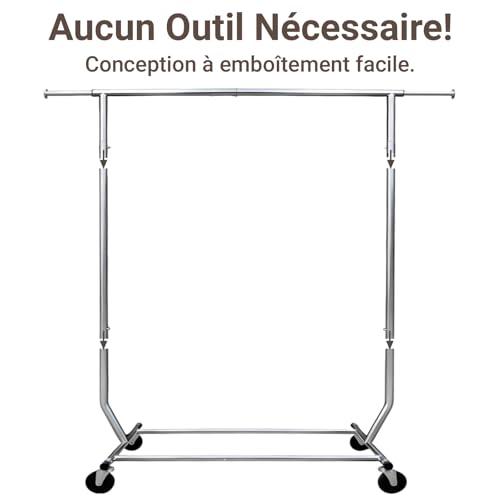 Portant à vêtements à roulettes Camabel pliable extensible pour dressing - 8