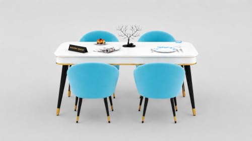 Image of WOODEN SPACE Wooden Dining Table with 4 Chair || Urban Dining Table for Dining Room (Sky Blue)