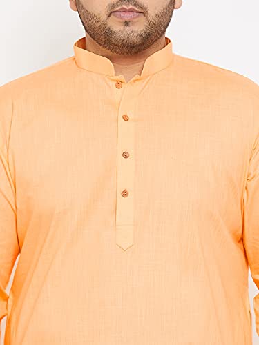 Image of VASTRAMAY Men Plus Size Linen Cotton Kurta | Mandarin Collar Full Sleeve Solid Kurta | Comfortable Ethnic Wear for Festive & Casual Occasions | Festive Ethnic Outfit For Rakhi