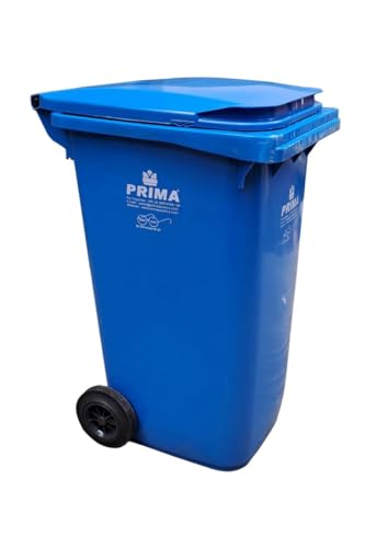 Image of Prima Plastic Manual-Lift Garbage Waste Dustbin with Wheels 240 Ltr Blue