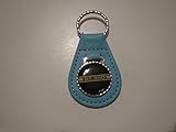 1965-1970 MUSTANG GT-350 GT350 GOLD SIDE STRIPE LOGO LEATHER KEYCHAIN - LIGHT BLUE