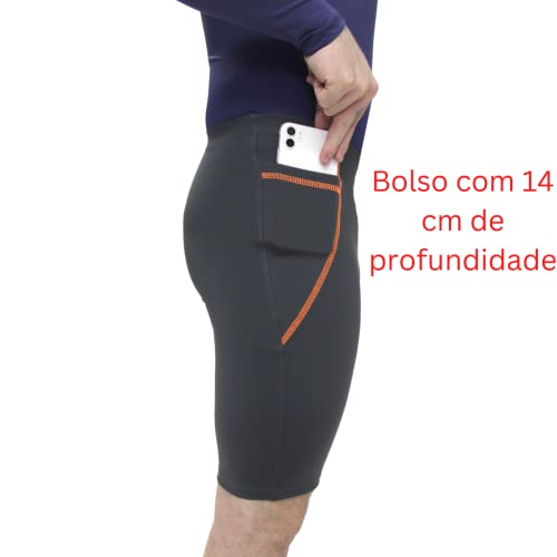 Bermuda térmica com bolso alta compressão academia corrida Elite (M, Grafite)