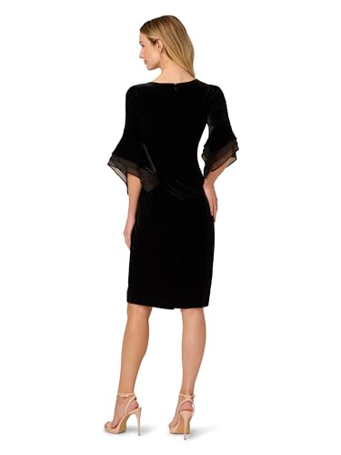 Image of Adrianna Papell Velvet Bell Sleeve Short Dress