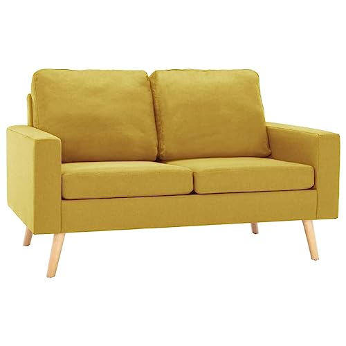 vidaXL Sofa 2-Sitzer Zweisitzer Loungesofa Stoffsofa Polstersofa Sitzmöbel Polstermöbel Designsofa Wohnzimmersofa Gelb Stoff Holzrahmen