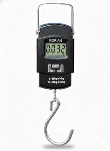 Image of RORIAN Electric Portable Digital Hanging Scale - 110lb /50kg High Precision Portable Hook Scale with Backlit LCD for Travel and Home - Multi-Purpose Use (Black S1) (3 Months Warranty)