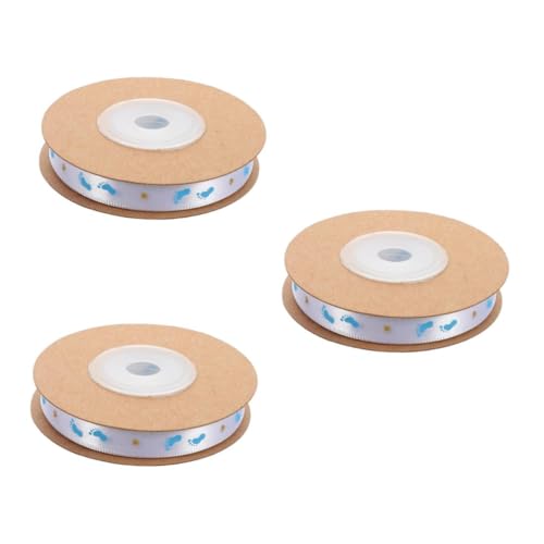 Abaodam 3 Rollos Cinta de estampado de oro bebé cinta de cumpleaños cintas de shower para invitados cinta de de cumpleaños Feliz cumpleaños cinta de artesan poliéster Sky-blue