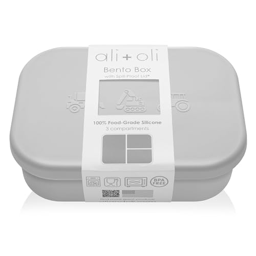 Ali+Oli Silicone Bento Box for Kids, Baby Lunch Box, BPA-Free, Spill-Proof