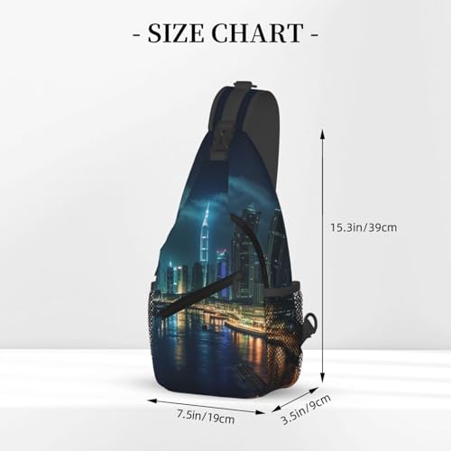 Sling bag unisex urbana color negro con bolsillos miniatura 2