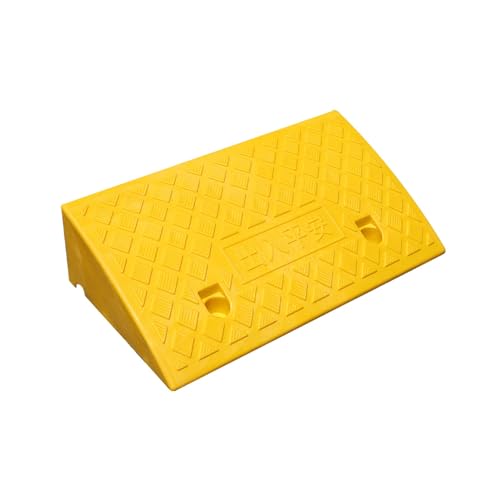 Rampa portátil ligera de plástico para bordillos, rampa para sillas de ruedas con estructura estable de rejilla, rampa umbral para entrada de garaje, acera, scooter, bicicleta y motocicleta (Color: Amarillo, Altura: 11 cm) miniatura 1