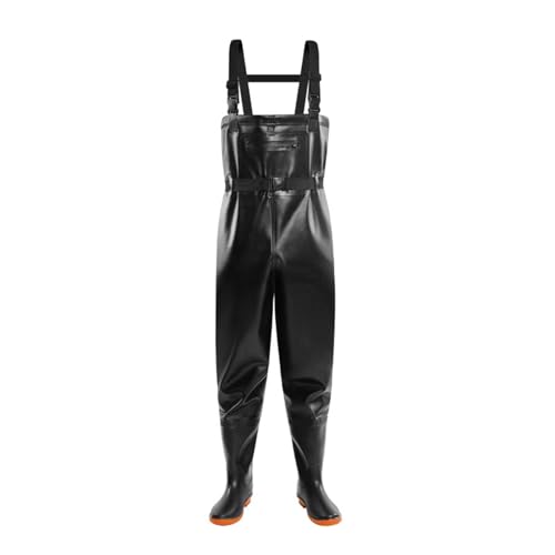 Omuvoa Vadeadores de pesca para hombre, impermeables, con botas, babero ligero de nailon y traje de soporte, vadeador de caza negro transpirable para estanque, ropa de trabajo, carpa, pesca con mosca