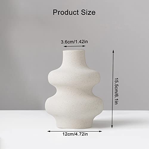 Ceramic Vases for Pampas Grass, Beige Handmade Vase for Flowers, Plants - Minimalism Style Modern Decorative Vase for Office Home Bedroom (2 Layers) - Image 3