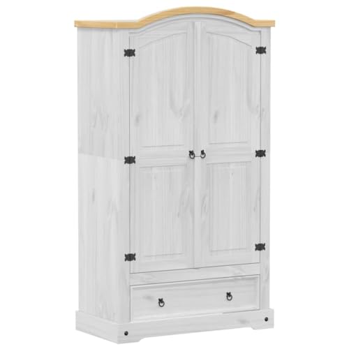 Emmtore Armario Corona Madera Maciza de Pino Blanco 102x52x186 cm