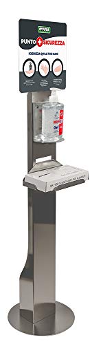 Cora Piantana In Acciaio Inox Con 500 Ml Gel Per Le Mani E 500 Guanti