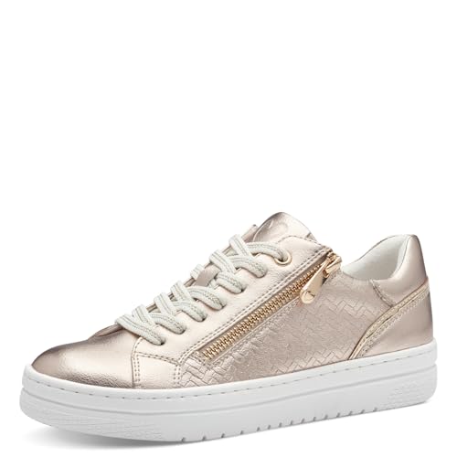 MARCO TOZZI Damen Sneaker flach mit Reißverschluss Vegan, Beige (Platinum), 37 EU