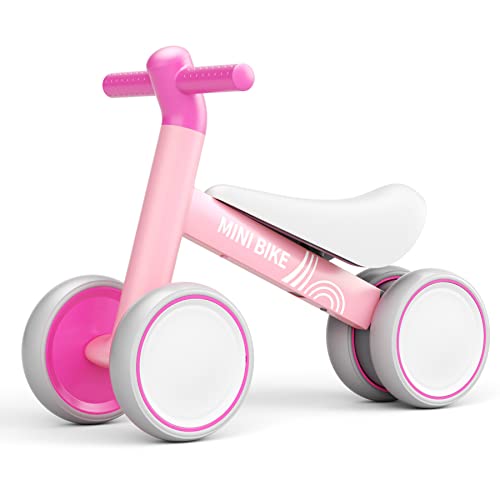 KORIMEFA Draisienne Bébé Vélo sans Pédales pour Enfant 10-24 Mois Premier Anniversaire Noel Jouet d'Equitation pour Garçons et Filles (Rose 3)