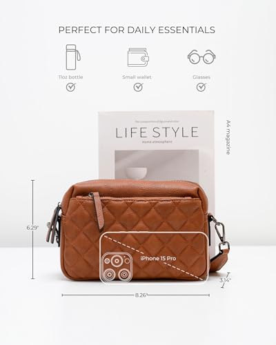 Image of Alldaily Small Triple Zip Crossbody Purse for Women, Vegan Leather Phone Bag with Wide Shoulder Strap