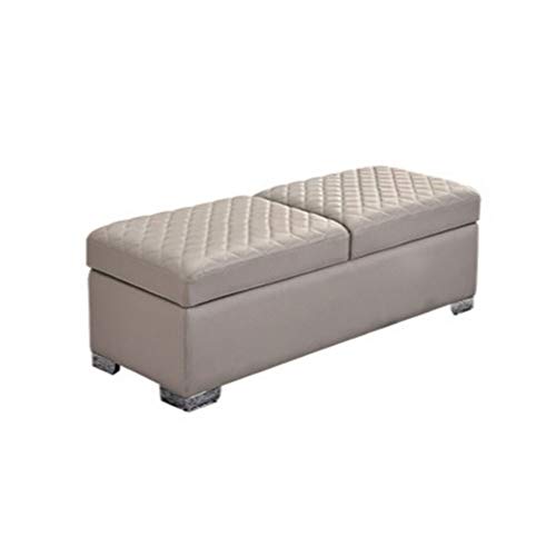 THBEIBEI Storage Benches Wood Storage Bench With lid Hallway Shoes Cabinet Seat And Storage Stool PU Upholstered Footstool Bench Pouffe Chair Non-slip Storage Box (Color : Gray, Size : 120cm)