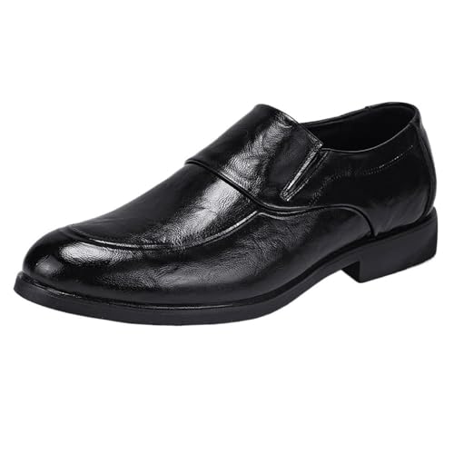 Mens Oxford Leather Shoes Classic Formal Business Dress Comfortable Wedding Prom Casual Retro Slip Resistant(8.5) Black