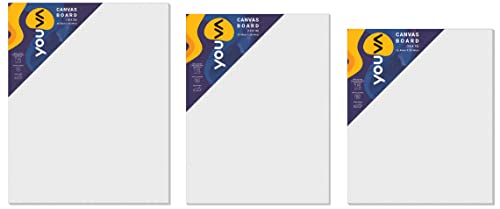 Image of Navneet Youva, Primed Canvas Board Pack of 3 for Acrylic and Oil Colour Painting, 10x12 inch & Primed Canvas Board 16x20 inch & Primed Canvas Board 12x16 inch