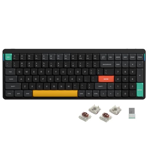 Image of nuphy Air96 V2 Wireless Mechanical Keyboard,100 Keys RGB Backlit Keyboard,Supports Bluetooth 5.1,2.4G and Wired Connection,for PC /Laptop /Windows /Mac -Black Gateron Brown Switch