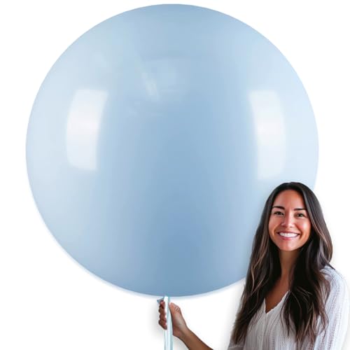 Image of PartyWoo Baby Blue Balloons 4pcs 36 Inch Light Pastel Sky Aqua Blue Balloons for Graduation Baby Shower Gender Reveal Weddings Easter Birthday Bachelorette Anniversary Party Decorations Blue-Q13