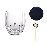 Gohytal Süße Bärenbecher, Doppelwandige Gläser Set Kaffee Teegläser Trinkgläser Isoliergläser Bär Becher Tasse Whisky Glas, bestes Geschenk für Valentinstag, Büro und persönlichen Geburtstag