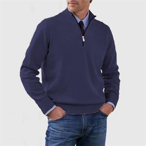 JEKE-DG Men's Comfort Slim Fit Basic Pullover Mock Neck Stretch Casual Sweater Quarter Zip-Up Long Sleeve Sweaters3