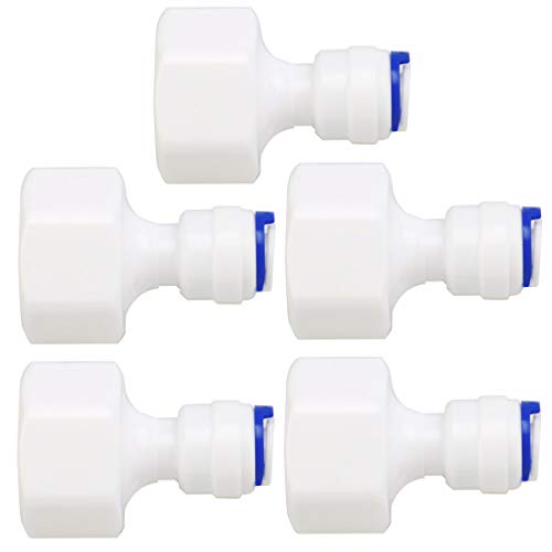 uxcell 1/2 Inch BSP Female to 1/4 Inch OD Straight Quick Connect Water Purifiers Tube Fitting Push in to Connectors Water Hose Joint for RO Reverse Osmosis System 5pcs