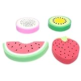 Ciieeo 4 Stück Badeschwämme Fruchtförmig aus Schwamm Weich mit Peeling Effekt Leuchtende Farben Badezubehör für Babys und Mädchen Zufällige Farbe