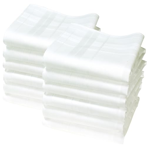 Stofftaschentücher - Modell CAMILLE - 100% Baumwolle - Garn 40S - Klassisches Weiß - ca. 35cm x 35cm - 12 Stück