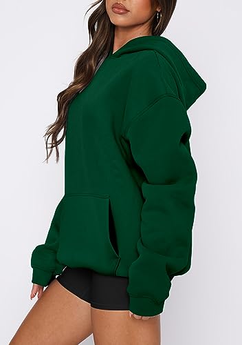 onlypuff Women Hoodies Casual Pullover Long Sleeve Sweatshirt Kangaroo Pocket Drop Shoulder Sweater