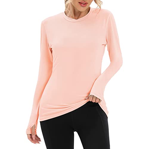 Womens Long Sleeve Shirts Upf 81+ Sun Protection Swim T-Shirts Quick Dry Lightweight Athletic Workout T-Shirt Rash Guards Tops Sweatshirts For Outdoor Hiking Fishing Workout Running Sport Orange S #TOP1
