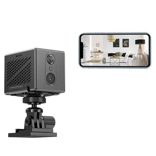 BINGNU Cámaras de Seguridad, Mini cámara WiFi de 3 MP con batería Recargable 2400 mAh integrada for Interiores, detección Humana, Zoom 5X, IP vigilancia para el hogar(3MP with 64G Card)