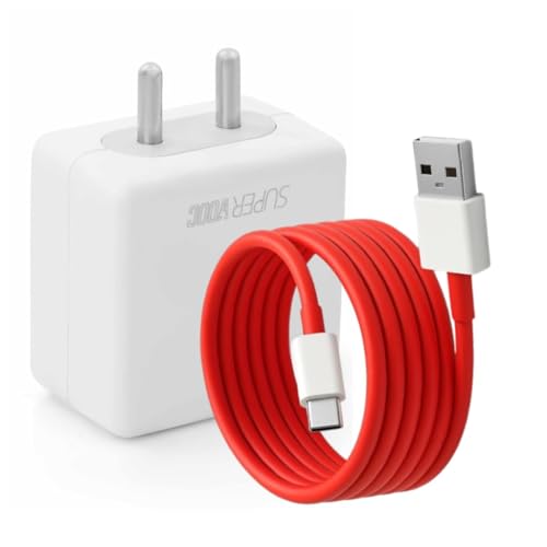Image of 65W Supervooc Fast Charger with Type-C Cable | Warp /Dash Charging Power Adapter Compatible for OnePlus 15, 15R, 13, 13R, 13S, 12, 12R, 11, 11R, 10 Pro|Original Charging Speed|