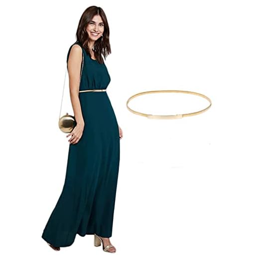 Women Metal Skinny Waist Belt with Closure Hook Size M Gold CL633