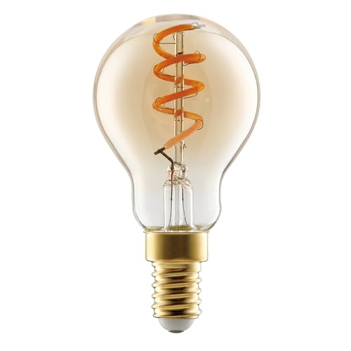 EGLO E14 LED dimmerabile, lampadina a spirale, illuminazione retrò a vintage color ambra, 4 Watt (equivalente a 15 Watt), 145 lumen, bianco caldo, 2000k, lampadina Edison P45, Ø 4,5 cm