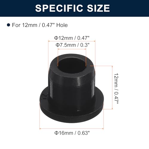 Image of uxcell 12 Pieces Black Plug Holes, H12 Waterproof Rubber Button Plug for 12mm / 0.47 inch Hole